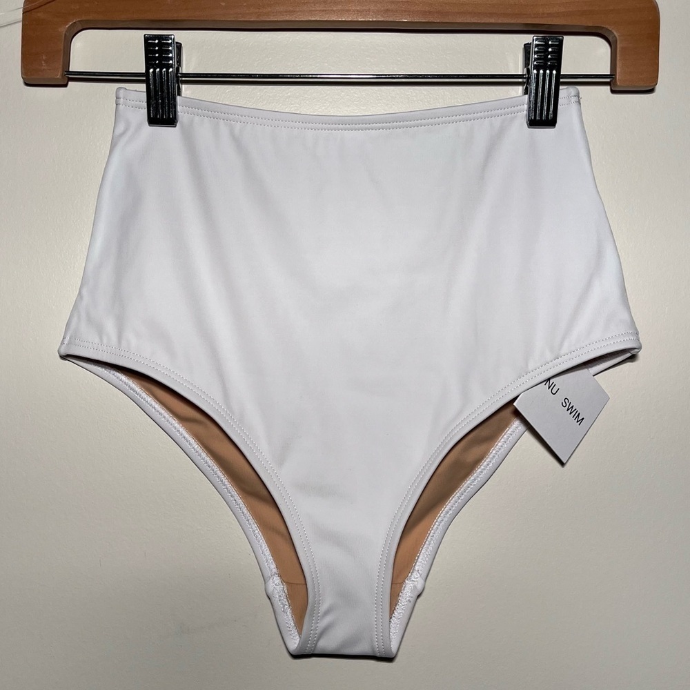 NWT Nu Swim High Rise White Swim Bottoms